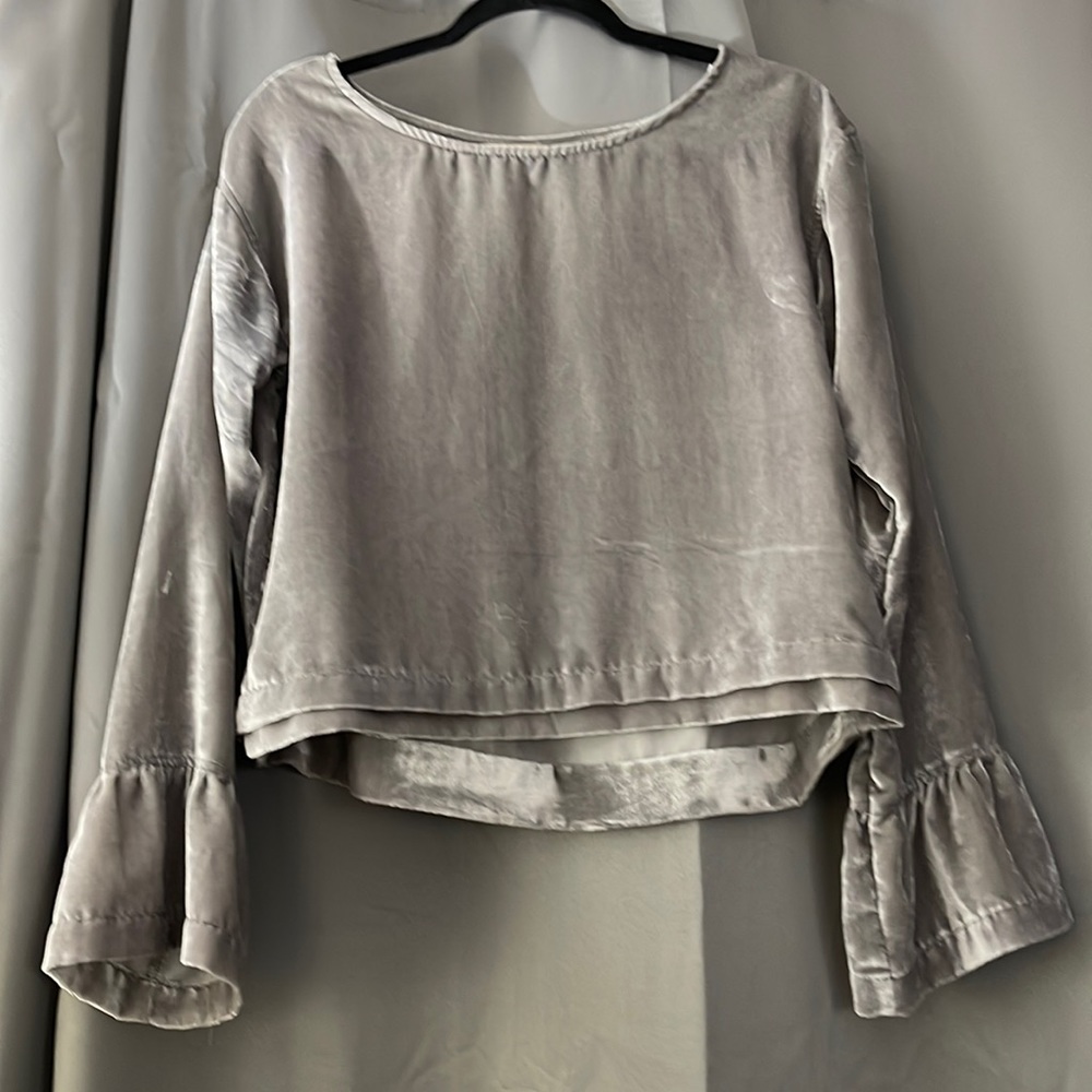 Cloth & Stone Grey Velvet Top - Size S